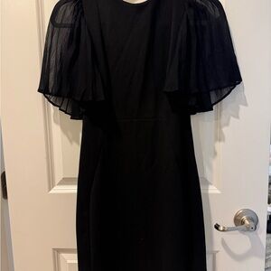 Elegant Calvin Klein Black Dress with Sheer Sleeves